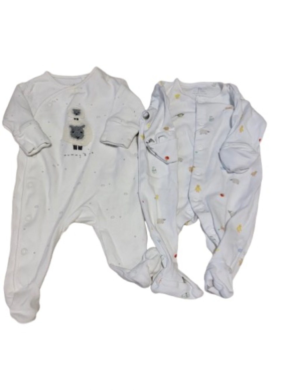Next newborn Gender-Neutral White 2-Piece Farm Friends Footed Sleeper Bundle